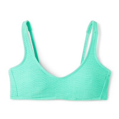  Women's Pucker Textured Bralette Bikini Top - Wild Fable™ Sea Green