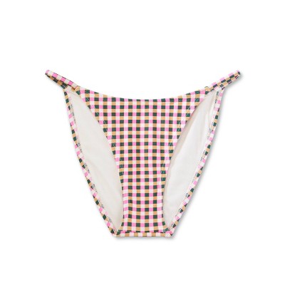  Women's High Leg Cheeky Bikini Bottom - Wild Fable™ Multi Check Print