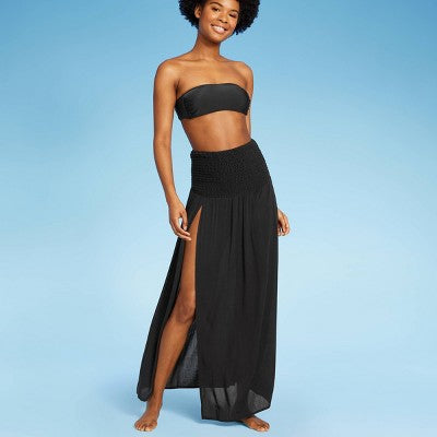  Women's Smocked High Slit Convertible Cover Up Dress - Wild Fable™