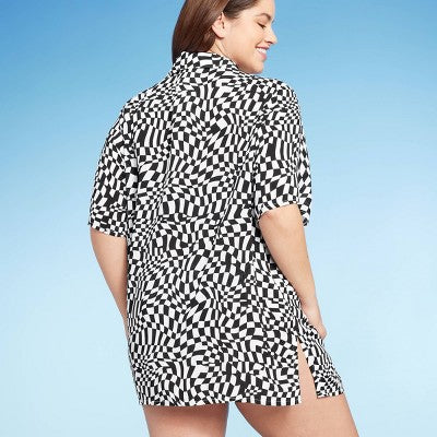  Women's Button-Up Cover Up Short Sleeve Shirtdress - Wild Fable™