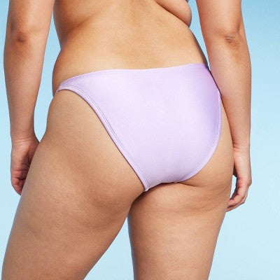  Women's Side Tab High Leg Cheeky Bikini Bottom - Wild Fable™ Shiny Light Purple