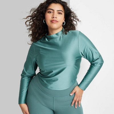  Women's Long Sleeve Mock Neck T-Shirt - Wild Fable™