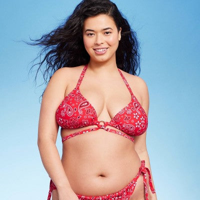  Women's Ring Front Strappy Triangle Bikini Top - Wild Fable™