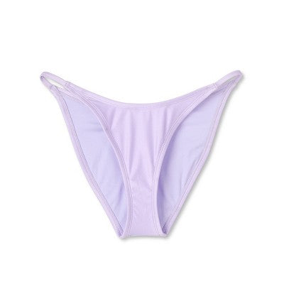  Women's Side Tab High Leg Cheeky Bikini Bottom - Wild Fable™ Shiny Light Purple