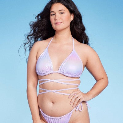  Women's Extreme Wrap Triangle Bikini Top - Wild Fable™ Light Purple Iridescent