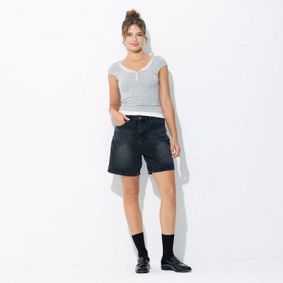  Women's Cap Sleeve Lace Trim Knit Top - Wild Fable™