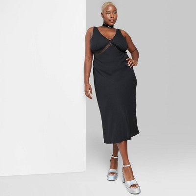  Women's Lace Detail Slip Midi Dress - Wild Fable™