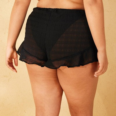  Women's Textured Chiffon Ruffle Hem Cover Up Shorts - Wild Fable™