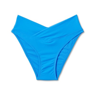  Women's Crossover High Leg Cheeky Mid-Rise Bikini Bottom - Wild Fable™