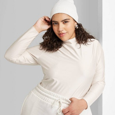  Women's Long Sleeve Mock Neck T-Shirt - Wild Fable™