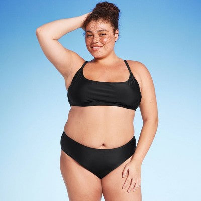  Women's Mid-Rise Cheeky Bikini Bottom - Wild Fable™ Black