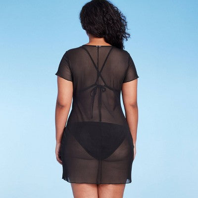  Women's Mesh Cover Up Short Sleeve Mini Dress - Wild Fable™