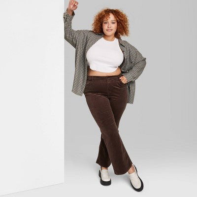  Women's Mid-Rise Corduroy Flare Pants - Wild Fable™