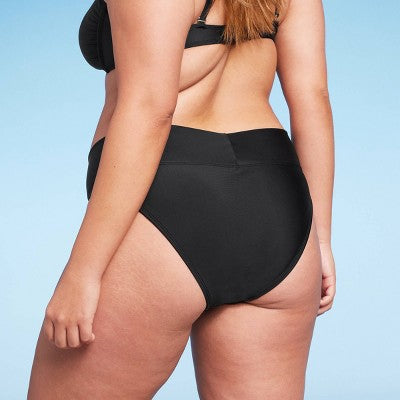  Women's Crossover High Leg Cheeky Mid-Rise Bikini Bottom - Wild Fable™