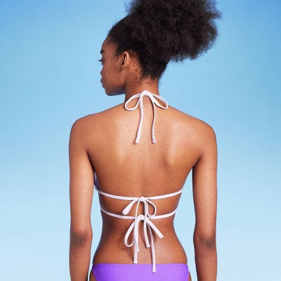  Women's Strappy Ring Front Triangle Bikini Top - Wild Fable™ Purple