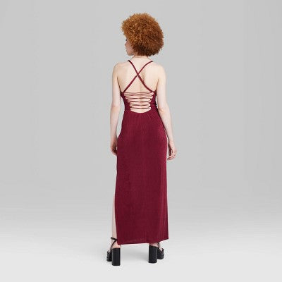  Women's Lace-Up Back Maxi Bodycon Dress - Wild Fable™