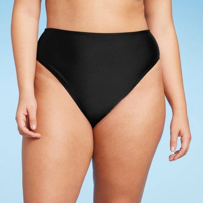  Women's High Leg Cheeky High Waist Bikini Bottom - Wild Fable™ Black