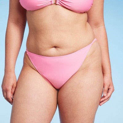  Women's Side Tab Extra Cheeky Bikini Bottom - Wild Fable™ Pink