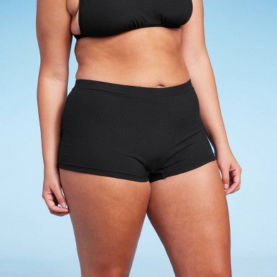  Women's Ribbed Low-Rise Short Bikini Bottom - Wild Fable™