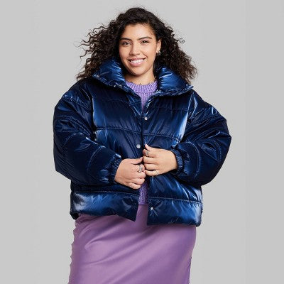  Women's Iridescent Shine Duvet Puffer Jacket - Wild Fable™
