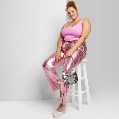  Women's High-Rise Metallic Flare Pants - Wild Fable™