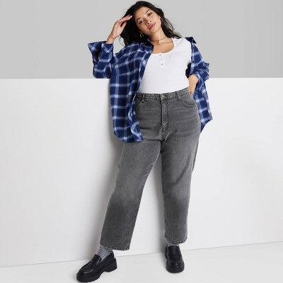  Women's High-Rise 90's Relaxed Straight Jeans - Wild Fable™ Black Wash