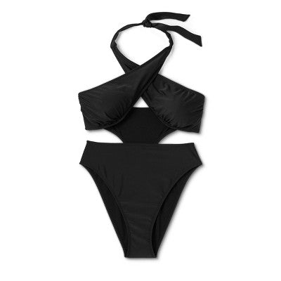  Women's Cross Front Halter One Piece Swimsuit - Wild Fable™