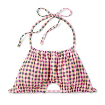  Women's Cut Out High Neck Bikini Top - Wild Fable™ Multi Check Print