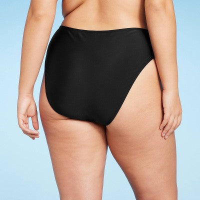  Women's High Leg Cheeky High Waist Bikini Bottom - Wild Fable™ Black
