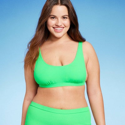  Women's Ribbed Scoop Bralette Bikini Top - Wild Fable™