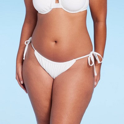  Women's Side-Tie Adjustable Coverage High Leg Bikini Bottom - Wild Fable™