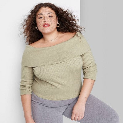  Women's Fitted Off The Shoulder Sweater Top - Wild Fable™