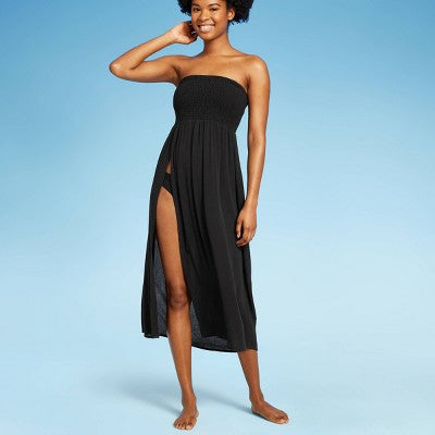  Women's Smocked High Slit Convertible Cover Up Dress - Wild Fable™