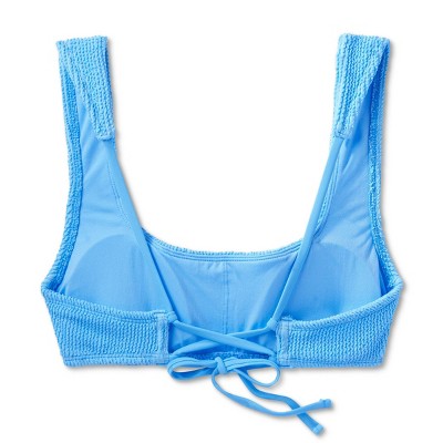  Women's Pucker Square Neck Wide Strap Bralette Bikini Top - Wild Fable™