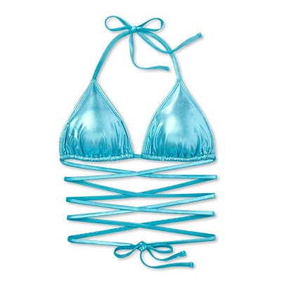  Women's Foil Triangle Bikini Top - Wild Fable™ Teal Green