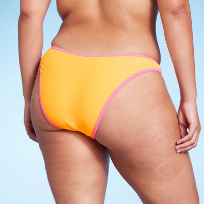  Women's Colorblock Ultra High Leg Extra Cheeky Bikini Bottom - Wild Fable™ Orange/Pink