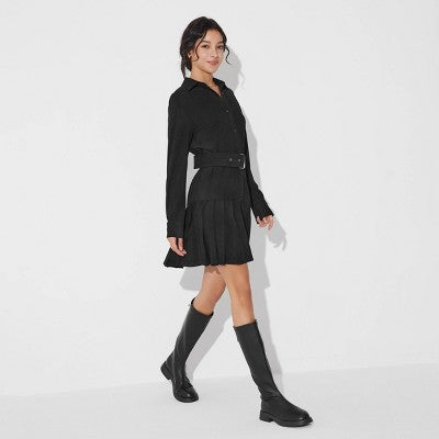  Women's Long Sleeve Suede Mini Shirtdress - Wild Fable™