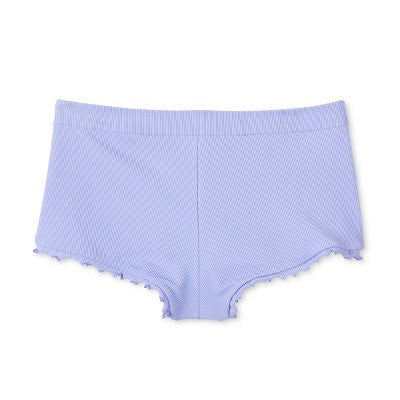  Women's Ruffle Detail Ribbed Cheeky Boyshorts Bikini Bottom - Wild Fable™ Purple