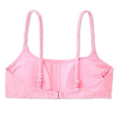  Women's Wavy Terry Textured Bralette Bikini Top - Wild Fable™ Light Pink