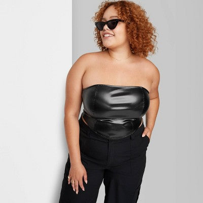  Women's Faux Leather Tube Top - Wild Fable™