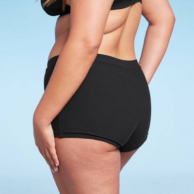  Women's Ribbed Low-Rise Short Bikini Bottom - Wild Fable™