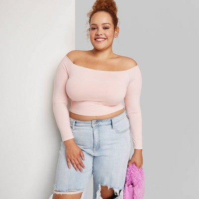  Women's Long Sleeve Off The Shoulder T-Shirt - Wild Fable™