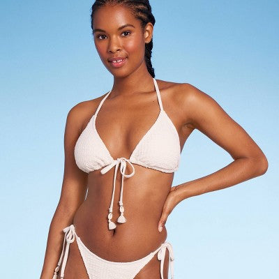  Women's Crochet Triangle Bikini Top - Wild Fable™