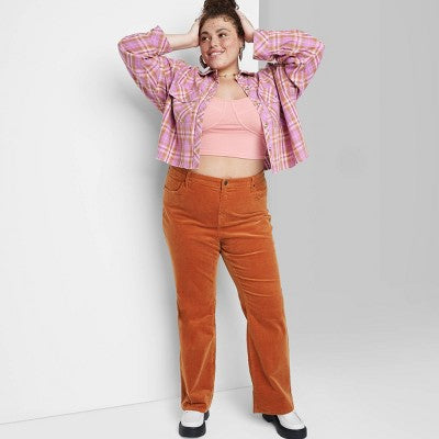  Women's Mid-Rise Corduroy Flare Pants - Wild Fable™