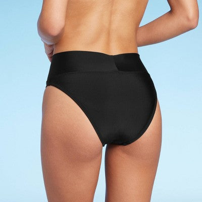  Women's Crossover High Leg Cheeky Mid-Rise Bikini Bottom - Wild Fable™