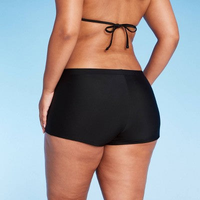  Women's Low-Rise Boyshorts Bikini Bottom - Wild Fable™ Black