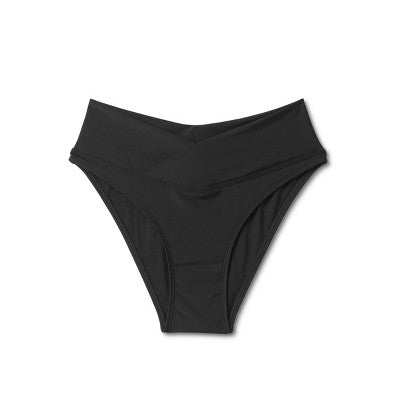  Women's Crossover High Leg Cheeky Mid-Rise Bikini Bottom - Wild Fable™