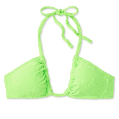  Women's Terry Textured U-Neck Multi-Way Bralette Bikini Top - Wild Fable™ Tropical Green