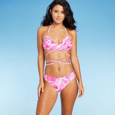  Women's Cheeky Bikini Bottom - Wild Fable™ Pink Heart Print