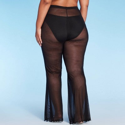  Women's Mesh High Waist Flare Cover Up Pants - Wild Fable™